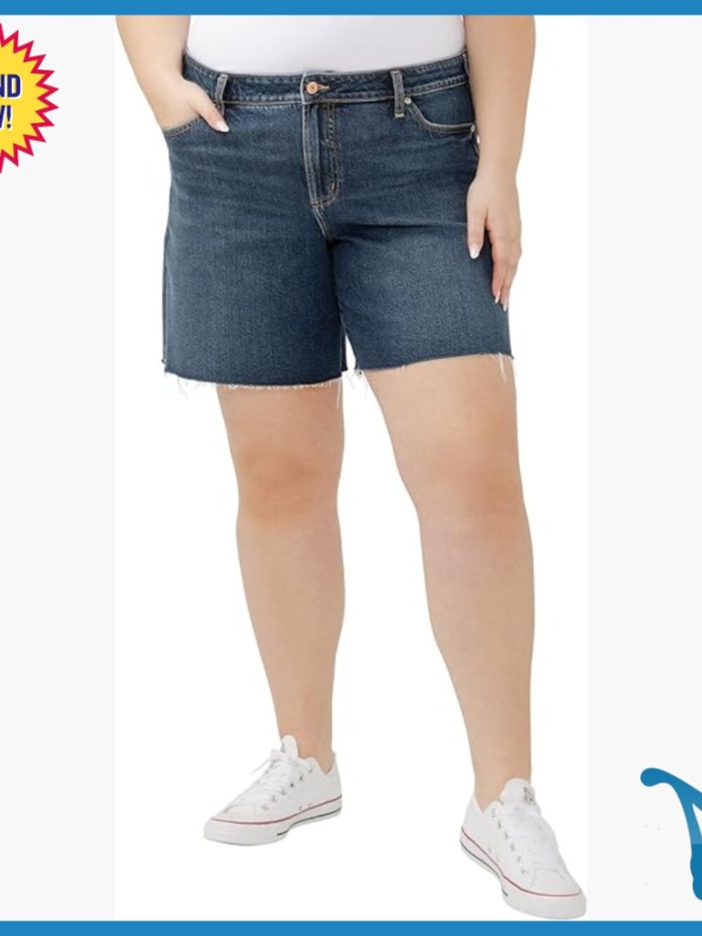 Plus Size Mid Rise Curvy Fit Denim Long Shorts Women's Casual